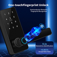 Cerradura de manija de cilindro inteligente conectada a la aplicación TTLock, entrada de código de contraseña de huella dactilar, cerrojo para puerta de aluminio, seguridad, dormitorio, Oficina