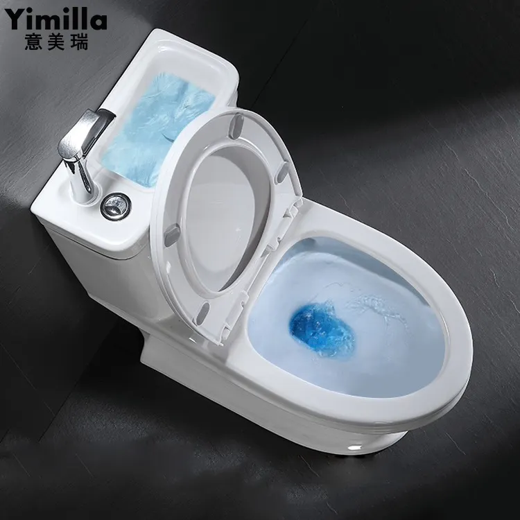 Ceramic Face Basin Two in One Combination Toilet with Washing Basin Set