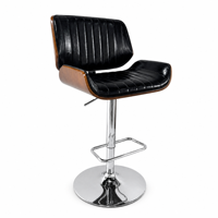 Tabouret de bar pivotant HR-6004 pour bar et café avec structure en contreplaqué, coussin en PU, base chromée 410 mm pour la personnalisation en gros