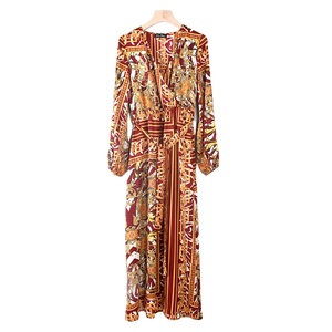 Venta al por mayor de moda vestido de falda de algodón de las mujeres, ropa casual oem damas maxi Vestido de manga larga - Product Image 3