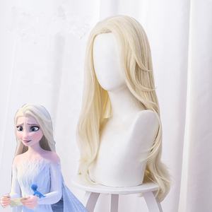 Venta al por mayor 2019 nueva <span class=keywords><strong>película</strong></span> Frozen II Anime pelucas 65cm largo rizado Beige Elsa pelo Peluca sintética Halloween fiesta Cosplay peluca - Product Image 2