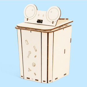 OKYN-Y2378 Kit de poubelle à capteur infrarouge en bois à monter soi-même, forme grenouille, couvercle automatique, jouet éducatif STEM pour la maison et l'école - Product Image 5