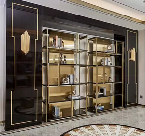 Porte-bouteilles moderne en acier inoxydable EX633 avec porte-verres pour projets d'aménagement intérieur de bars, hôtels et salons - Product Image 6