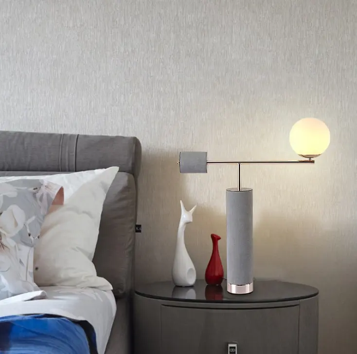Креативный Роскошный декор, беспроводная современная настольная лампа со стеклянными шариками и уникальным цементным основанием, настольная лампа с ночным дизайном для спальни