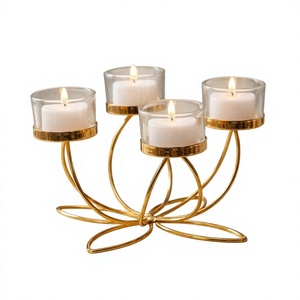 Ensemble de porte-bougies en métal faits à la main, design spirale arquée, éco-responsables, pour Noël, Pâques et décoration intérieure - Product Image 1