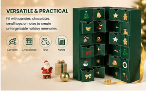 Green Christmas Drawer Gift Box with Ribbon Rigid Cardboard Empty Mystery Box for Holiday Surprise Packaging and Luxury Gifts - Product Image 3