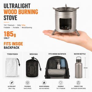 Nouveau réchaud à bois en titane ultraléger, pliable, portable, pour le camping, le bushcraft, la randonnée, la cuisson en plein air - Product Image 6