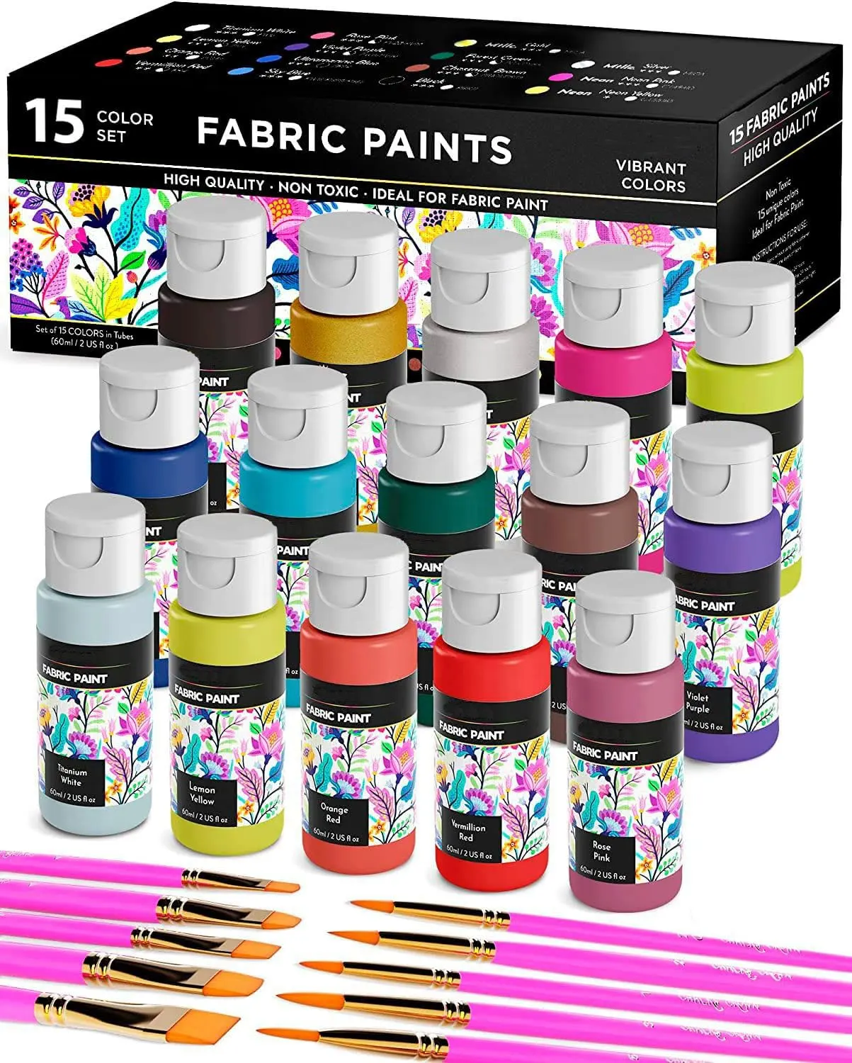 Bestseller tecido pintura cores tecido pintura para roupa tecido têxtil conjunto com pincéis