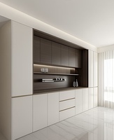 Aparador Moderno de Madera para Sala de Estar, Personalizado, con Iluminación LED, Marco de Aluminio y Puerta de Vidrio, Venta Caliente del Fabricante