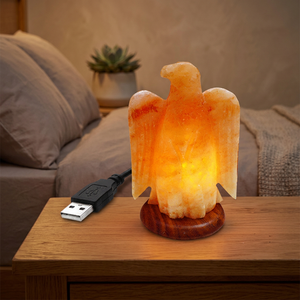 Lámpara de Sal del Himalaya de Calidad Pura, Lámpara de Sal Natural del Himalaya con Base de Madera para Decoración de Habitaciones, Tallada a Mano, con USB - Product Image 1