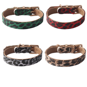 Zhongru kalung anjing desain baru, perlengkapan hewan peliharaan PU mewah Multi warna macan tutul seri PU kerah anjing gesper logam - Product Image 1
