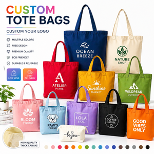 Bolsa de tela personalizada impresa, reutilizable, reciclada, de lona, para mujer, de algodón, para compras, de poliéster, con logo. - Product Image 1