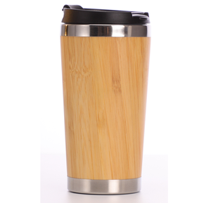 Gobelet de voyage en bambou 16oz, tasse à café isotherme en acier inoxydable, personnalisable avec nom et logo, tasse en bambou pour garçons d'honneur - Product Image 5