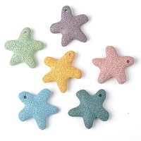 Pendentif étoile multicolore en pierre de lave brute de 50 mm, breloque étoile de mer en roche volcanique naturelle pour la fabrication de colliers, bijoux et artisanat DIY