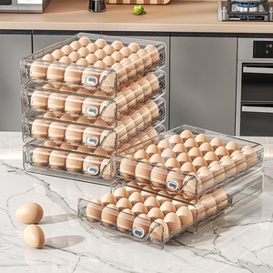 Caja de Almacenamiento de Huevos de Plástico Simple, de Doble Capa, con Cajón, Apta para Refrigerador, Hermética, Organizador de Cocina - Product Image 1