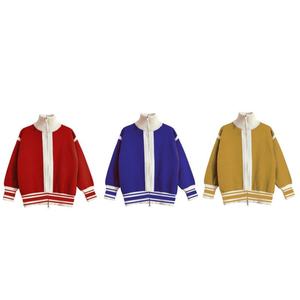 Cárdigan de Punto con Bloques de Color para Mujer, Diseño Personalizado OEM ODM, con Cierre y Rayas en Contraste - Product Image 1