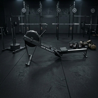 Máquina de remo de aire de alta resistencia, equipo de cardio con resistencia ajustable, asiento ergonómico y estructura de acero para gimnasios comerciales y fitness.
