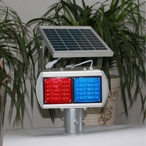 HK-JB202 Solar Traffic Flashing <b>Light</b> LED Red Blue <b>Pole</b> Mount IP65 ABS Plastic - Product Image 4