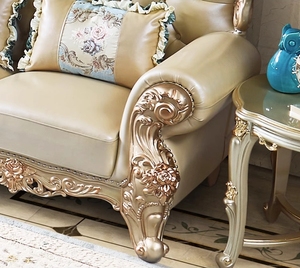 Chaise Lounge de cuero antiguo dorado con elegancia real personalizada, sofá, trono de comodidad, muebles de sala de estar - Product Image 6