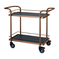 Chariot de service moderne en acier inoxydable à 4 roues pour spiritueux, vin, nourriture, et usage domestique, idéal pour hôtels, bars et salles à manger