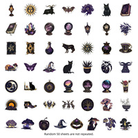 50 autocollants créatifs en PVC de la série Dark Magic, autocollants décoratifs imperméables pour tasses et étiquettes d'emballage