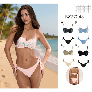 Maillot de bain une pièce grande taille HDJ, imprimé à pois roses, à sequins, effet ventre plat, bandeau, pour femme BZ77243 - Product Image 3