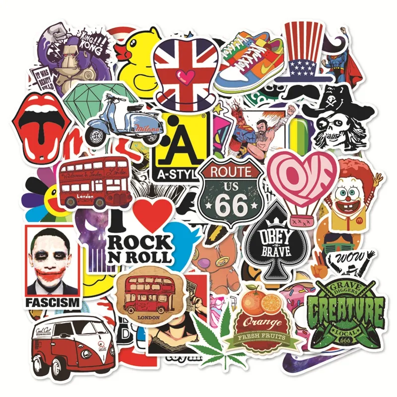 Laptop Stickers 100 Different Designs A Pack Waterproof Removable Travel Luggage Stickers Cartoon Laptop Stickers