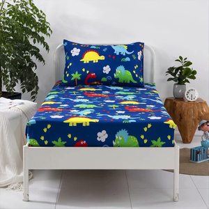 Bộ chăn ga gối trẻ em họa tiết khủng long dễ thương, in kỹ thuật số trên chất liệu microfiber siêu mềm - Product Image 2