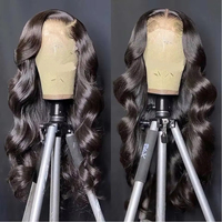 Perruque frontale en dentelle HD OEM, double épaisseur, ondulée, pré-épilée, sans colle, 13x4 13x6, en cheveux humains vietnamiens bruts, pour femmes noires