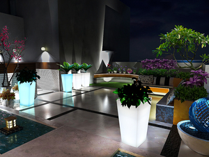Maceta de jardín con LED que brilla intensamente para balcón Patio impermeable florero de flores artificiales jardineras de salón muebles de iluminación al aire libre - Product Image 2