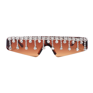 HongKang 2021 diamantes moda nuevos tonos cristal goteo gafas de sol mujeres diamantes de gran tamaño hombres gafas de sol - Product Image 5