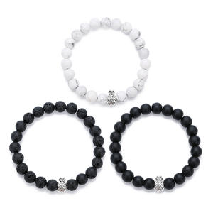 Bracelets d'<span class=keywords><strong>amitié</strong></span> en <span class=keywords><strong>pierre</strong></span> d'ananas pour couples, pour hommes et femmes, 8 mm, howlite naturelle, turquoise, diffuseur d'huiles essentielles - Product Image 5