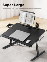 Bureau polyvalent pour lit d'ordinateur portable XXL de qualité supérieure avec hauteur réglable et angle de lecture Bureau pliable avec tiroir de rangement