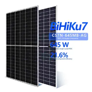 高转换太阳能发电厂双面单晶PERC太阳能电池板组件645W