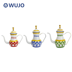 चीनी मिट्टी के बरतन तामचीनी चित्रित चीनी चाय की केतली अरबी शैली लक्जरी तामचीनी केतली चायदानी सेट - Product Image 6