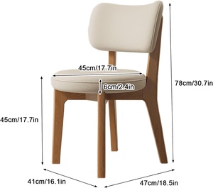 Sillas de comedor tapizadas, modernas, Beige, pata de gato, cuero, madera de pino maciza, MDF, cómodas para cocina, sala de estar - Product Image 4