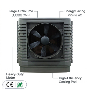 Large Roof Mounted 30000cmh Evaporative <b>Water</b> Cooling Desert Swamp Industrial Air <b>Cooler</b> <b>Fan</b> Azl30-zx30ez High-temperature - Product Image 6