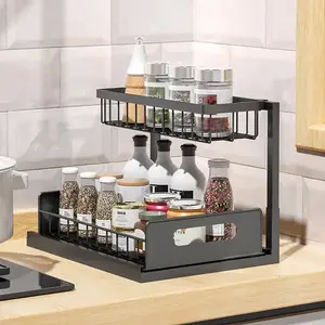 Organizzatore di armadietti estraibili a 2 livelli sotto il lavello Organizer lavello da cucina organizer armadietto da bagno