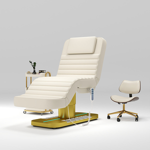 Luxury Gold Metal Base Foot Control Salon Facial Spa Bed Modern 3 Motors Adjustable Massage Table Electric Lash Bed Set - Product Image 1