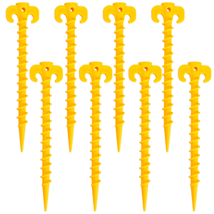 Piquets de tente jaunes en plastique de 13 pouces pour camping en extérieur, toutes saisons, usage DIY - Product Image 1