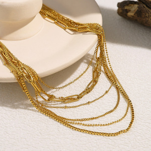 Collana di catene in <span class=keywords><strong>oro</strong></span> placcato <span class=keywords><strong>oro</strong></span> 18K di lusso personalizzato di moda per <span class=keywords><strong>donna</strong></span> <span class=keywords><strong>gioielli</strong></span> senza appannamento impermeabile ipoallergenico - Product Image 5