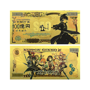Billet de banque en or <span class=keywords><strong>Sword</strong></span> <span class=keywords><strong>Art</strong></span> Online - Article de collection anime japonais 16x7,6cm en PET avec feuille d'or pour fans et cadeaux de fêtes - Product Image 2