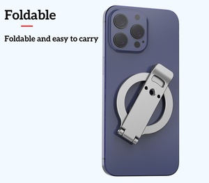 Trépied de téléphone de poche magnétique compatible avec Magsafe iPhone Mini Support de bureau pliable pour téléphone Tête de trépied magnétique Vlog Grip - Product Image 6