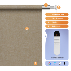 Hiện đại đơn giản điện Linen Con lăn rèm thông minh điều khiển từ xa với tự động dừng được xây dựng trong cài đặt tuya Alexa vấn đề có thể sử dụng - Product Image 4