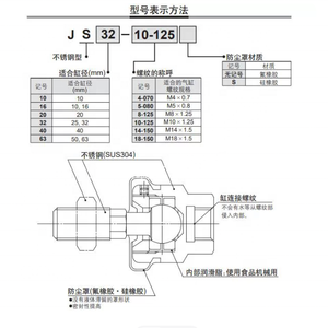 ข้อต่อแบบลอยตัวชนิด SMC ทำจากสแตนเลส JS10-4-070/JS16-5-080/6-10/20-8-125/JS16-6-100/JS20-8-125/JS32-10-125/JS40-12-1/JS63-18 - Product Image 4