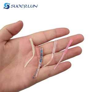 Señuelo de pesca Root, cebo blando de TPR con cola de doble aguja, 5 colores, paquete de 12, gusano artificial pequeño para pesca de lubina en agua dulce - Product Image 5