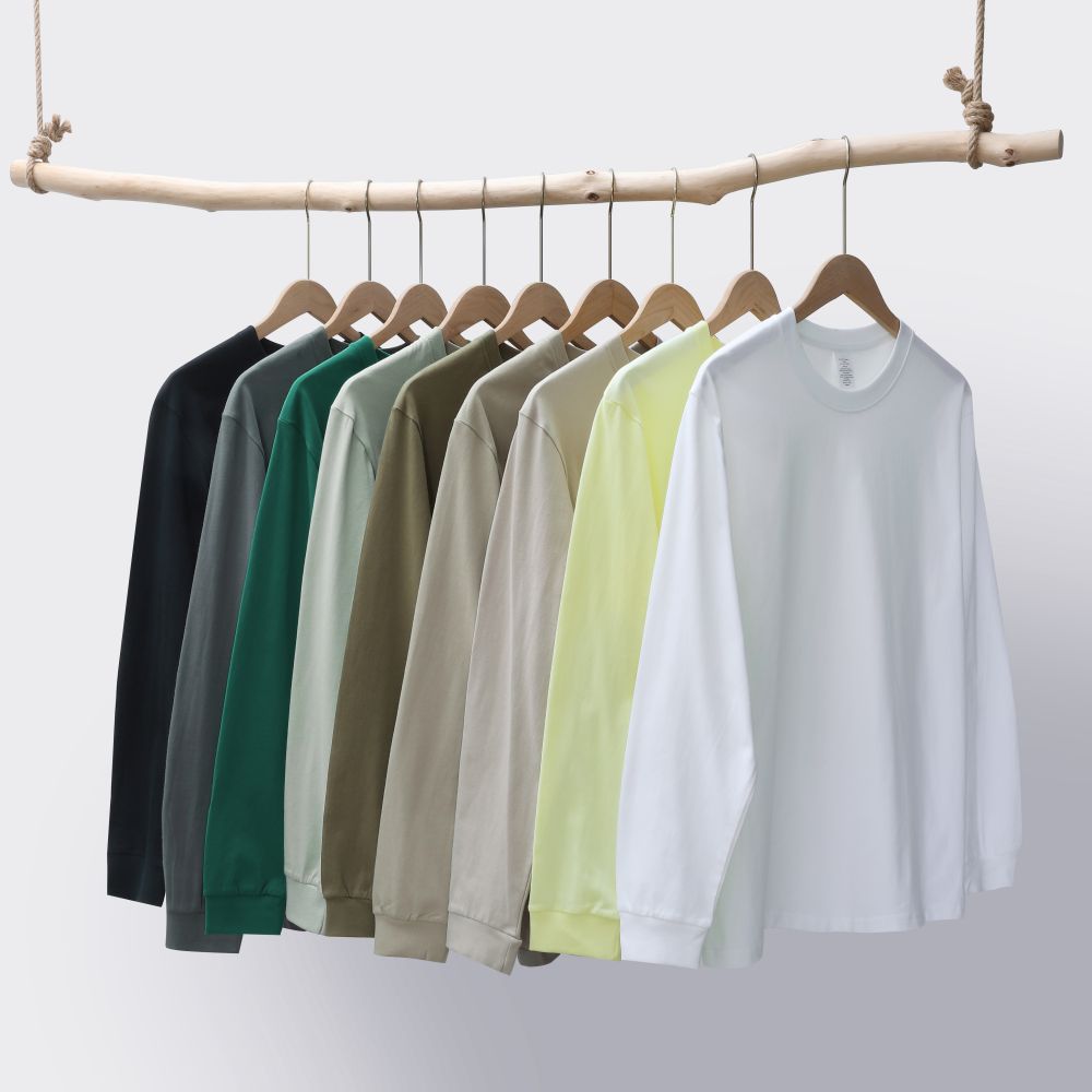 Unisex 100% Cotton Fiber Long Sleeve T-shirt Custom Logo Breathable O-Neck Undershirt Hot Sale-230gsm Fabric Weight