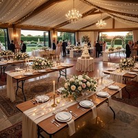 Table à manger pliante en bois massif, réglable et portable, de style contemporain, pour mariages, banquets et événements – Vente en gros usine
