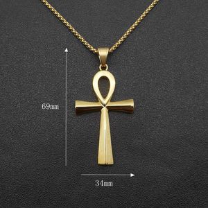 yunnique Egyptian Ankh Pendant Stainless Steel <b>Cross</b> Necklace Unisex Fashion Jewelry Gift - Product Image 4