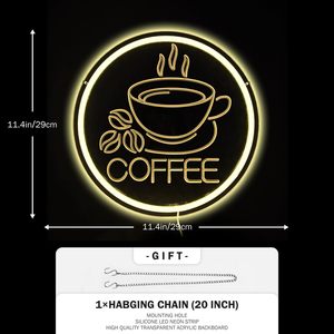 Coffee neon light round LED indoor hanging ambient light shop <b>sign</b> decorative light entrance indicator light luminous <b>sign</b> 5V12V - Product Image 4
